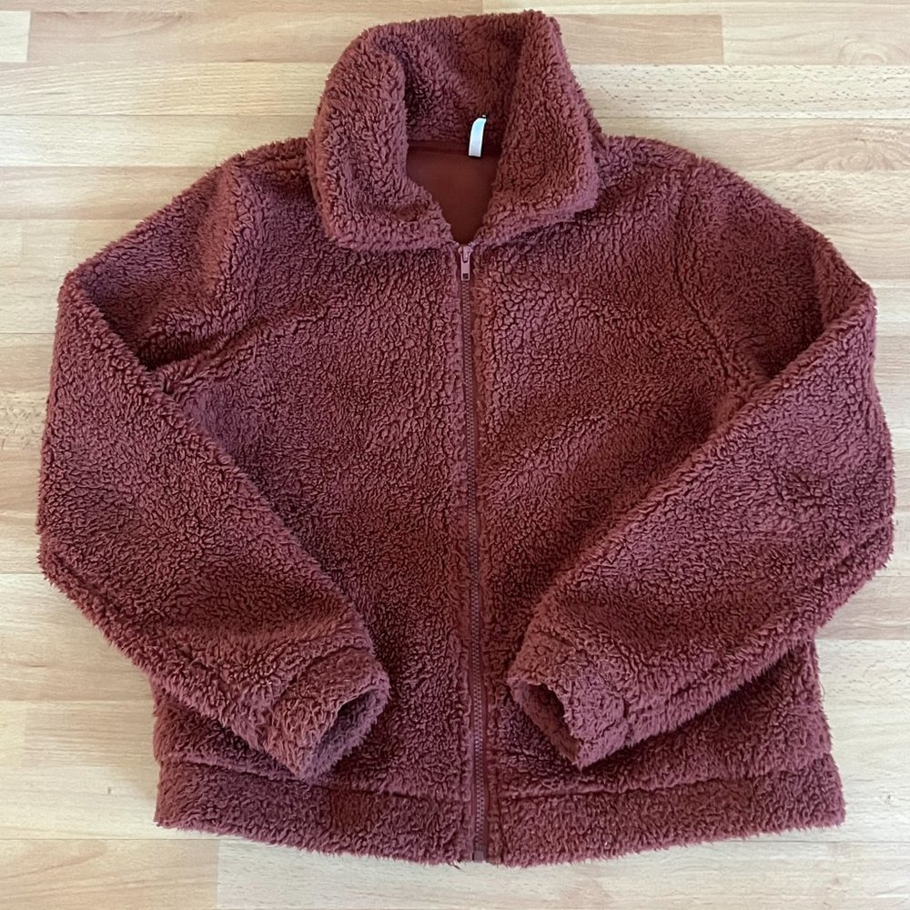 Z Supply womens pink sherpa zip up jacket size M